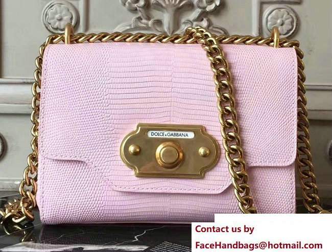 Dolce & Gabbana Welcome Shoulder Bag In Lizard Pattern Leather Pink 2018